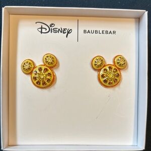 BaubleBar Disney Citrus Orange Mickey Mouse Earrings New with Box